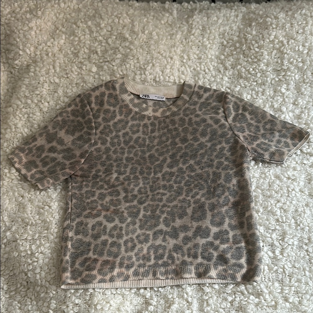 Zara Leopard Print Shirt - Gray